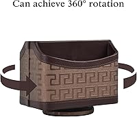 Vista 2 de Soporte de control remoto de cuero giratorio en 364°, organizador de mesita de noche para teléfono, caja de almacenamiento para suministros