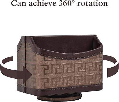 Miniatura 2 de Soporte de cuero para control remoto giratorio de 360, mesita de noche, organizador de teléfono para mesita de noche, caja de almacenamiento