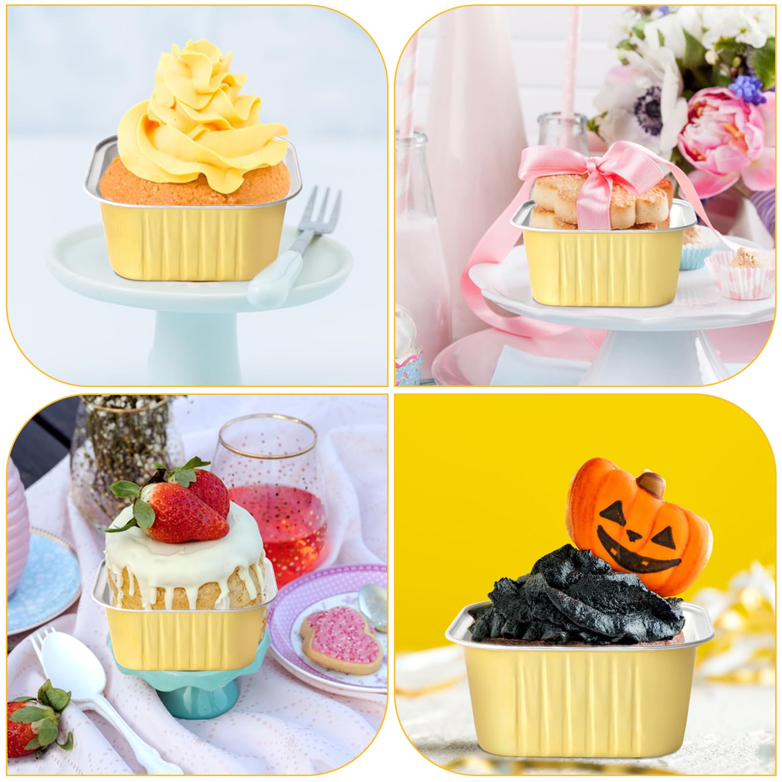 30 Caissettes Cupcakes En Aluminium PBUSPU - Avec Couvercles, Pour Four, Micro-ondes Et Congélation