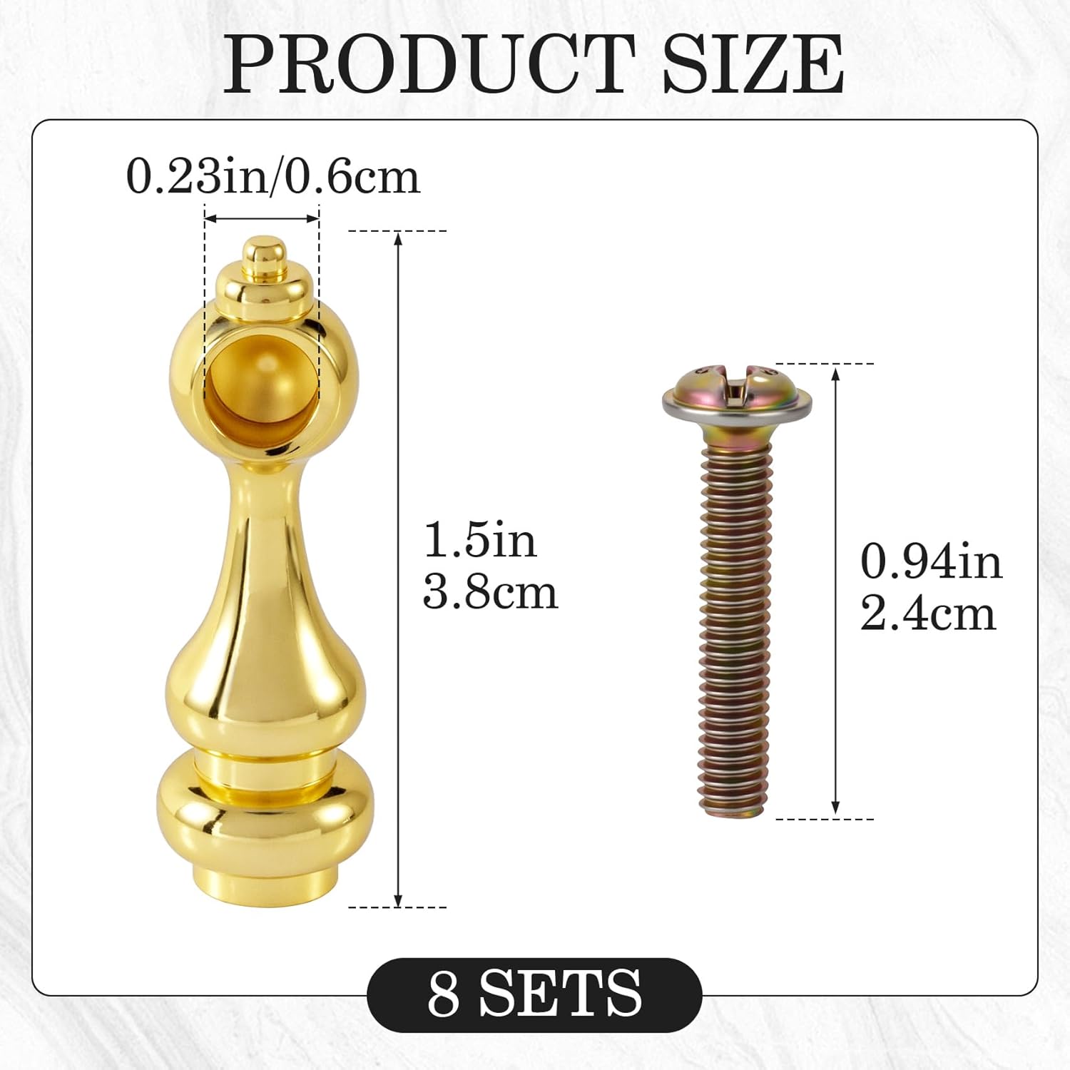 8 Pack Metal Shelf Rail Connectors, Railing Bracket Spindles Furniture Connectors, Decorative Gallery Rails with Screws for Shelves, Wine Cabinets, Bookcases - Gold (Styles2)