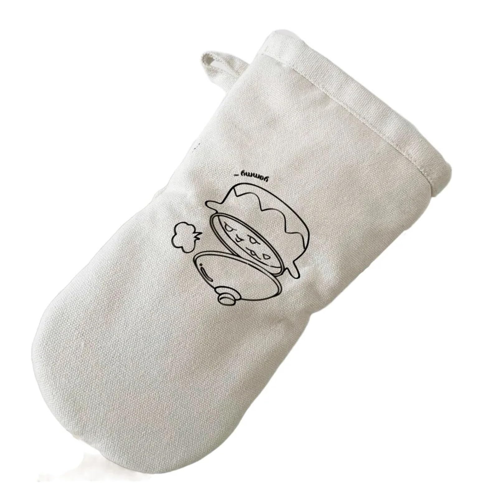 Oven Mitts Practical Anti-scalding Oven Gloves Cotton Thickened Kitchen Hand Clip Hanging Beige Baking Cooking