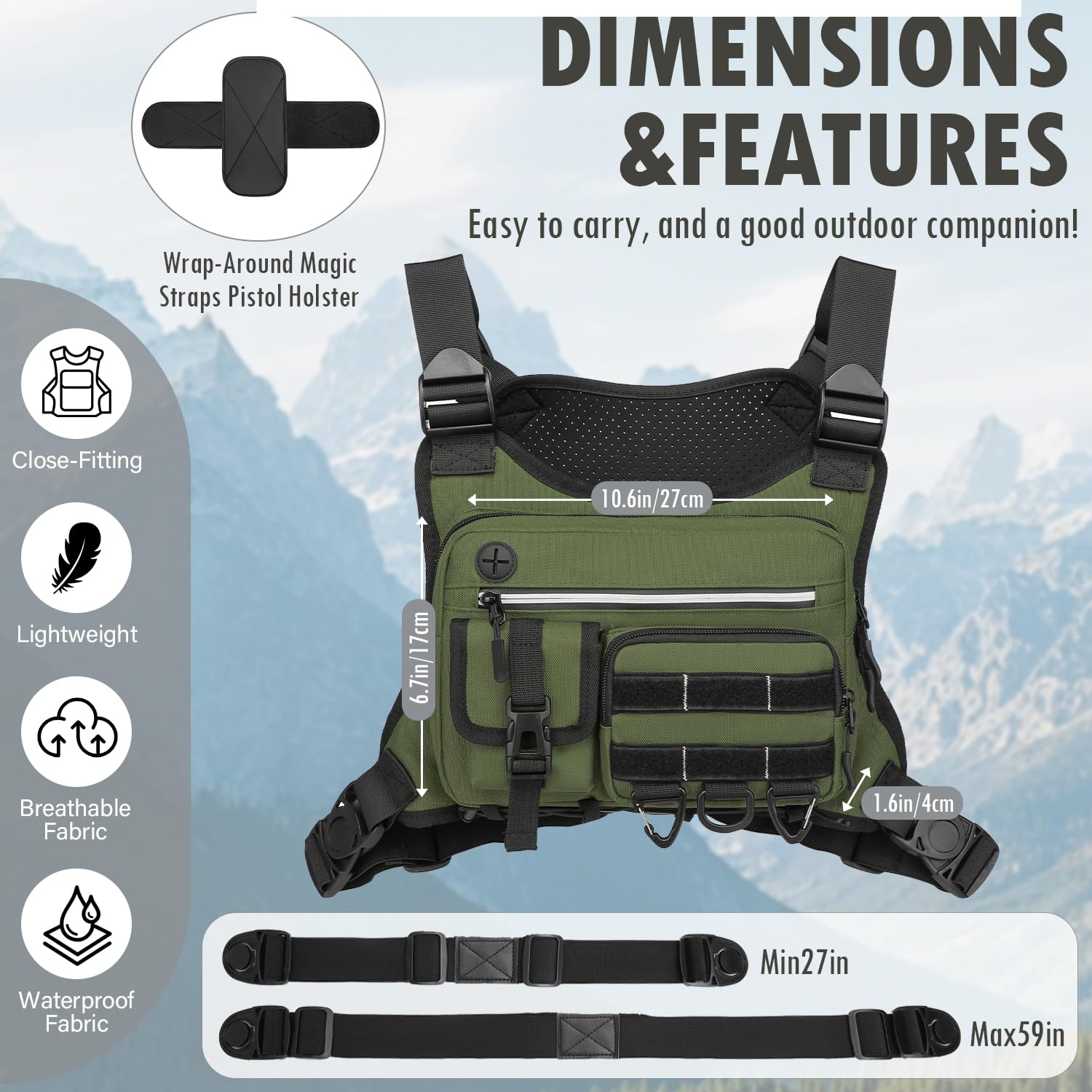 Bolsa táctica en el pecho para hombre y mujer, con tira reflectante, chaleco deportivo para correr, ciclismo, etc