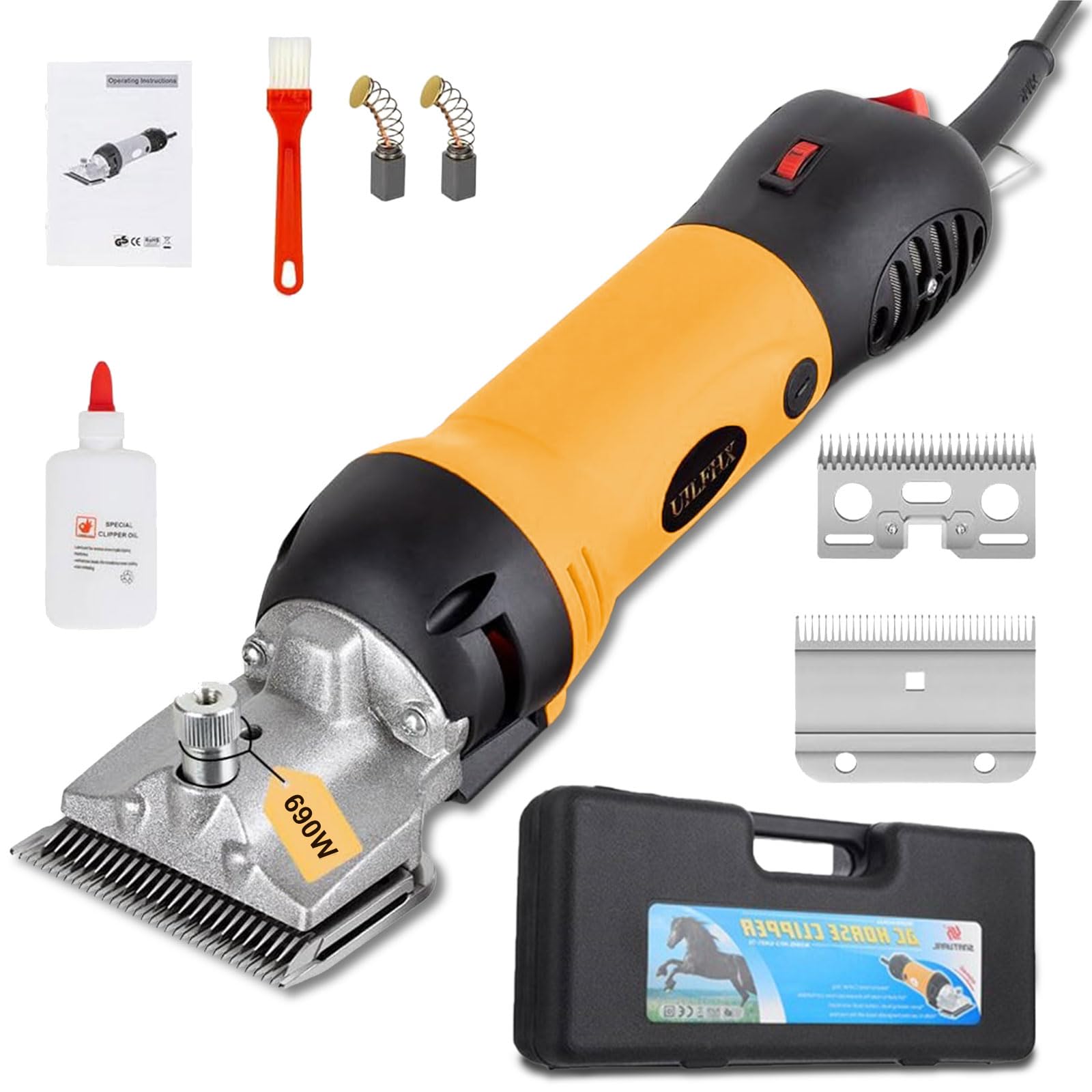 Cortapelos eléctrico para caballos para ganado, cortadora eléctrica resistente de 690 W, tijeras profesionales de ovejas para animales, recortadora de aseo de mascotas para caballo, ovejas,