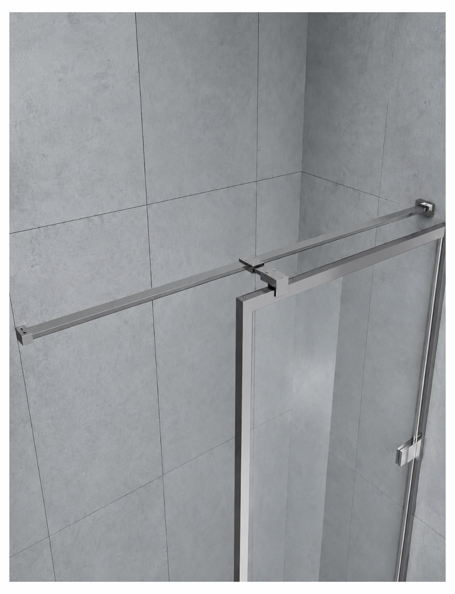 Barra de pared a pared para marco de ducha de 200cm con pinza doble inox