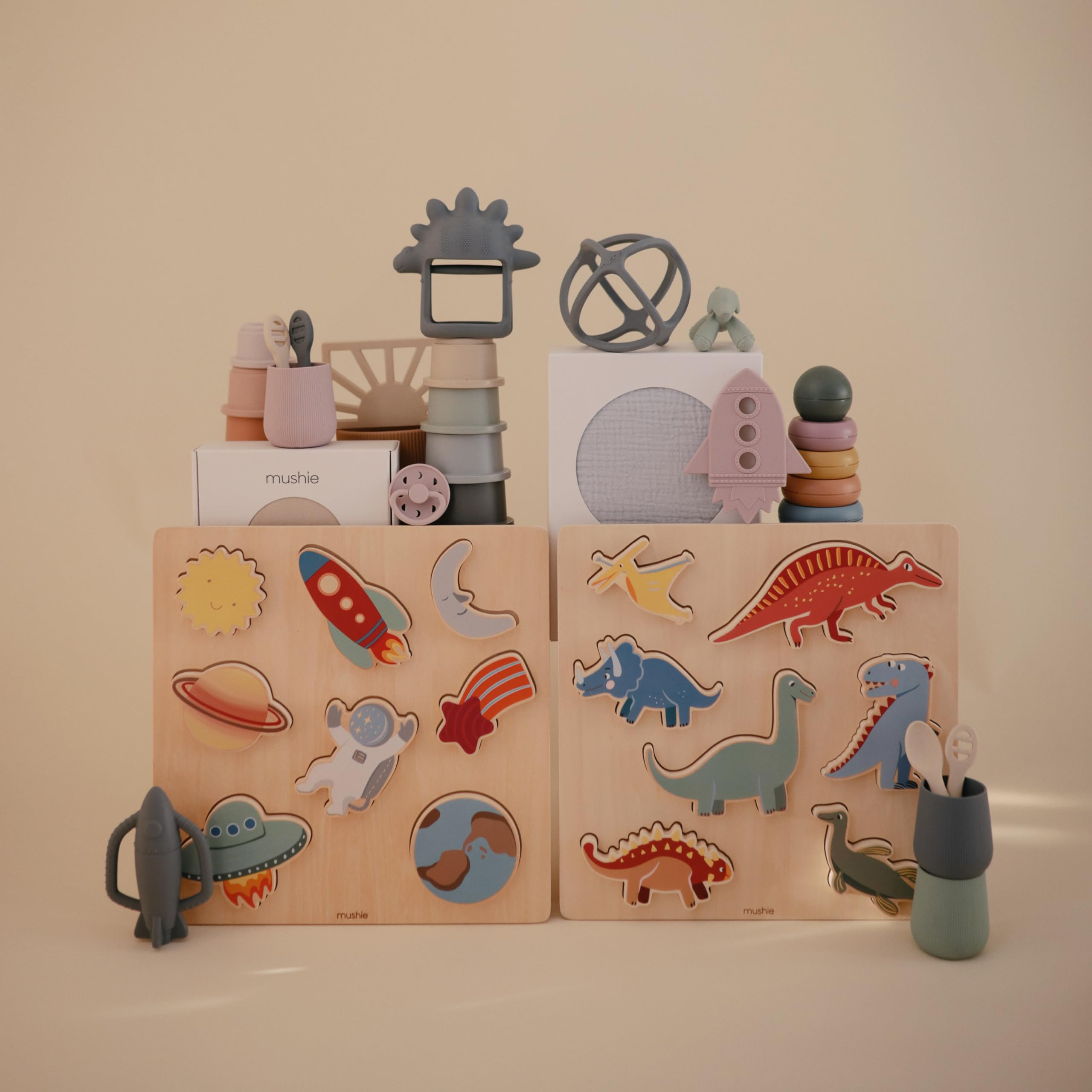 mushie Wooden Dino Puzzle | for Kids 3 Years+ | Preschool Educational & Toddler Montessori Toys (7 pcs) - Image 7