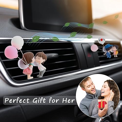 Miniatura 6 de 4 piezas lindo ambientador de aire para automóvil, bonito clip de ventilación para pareja, accesorios de automóvil, clip de perfume para niño y