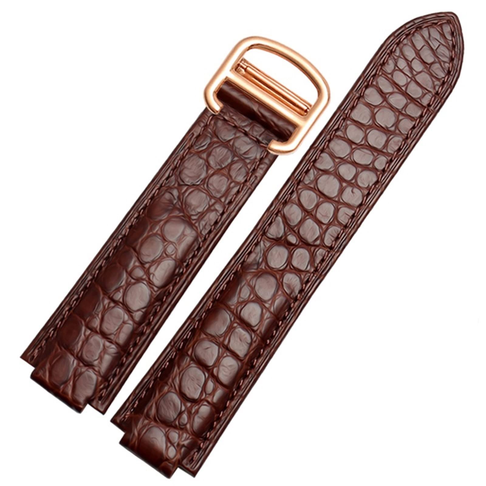 Bracelet montre cuir crocodile américain résistant pour boîtier convexe - 8