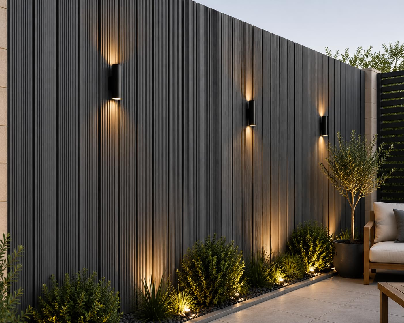Outdoor Composite Wall Panels 240cm โ Pack of 12 Slatted Cladding Panels โ Weatherproof, UV Resistant WPC Wall Cladding for Garden, Fence, Exterior Feature Walls โ Covers 4.61mยฒ (Grey)