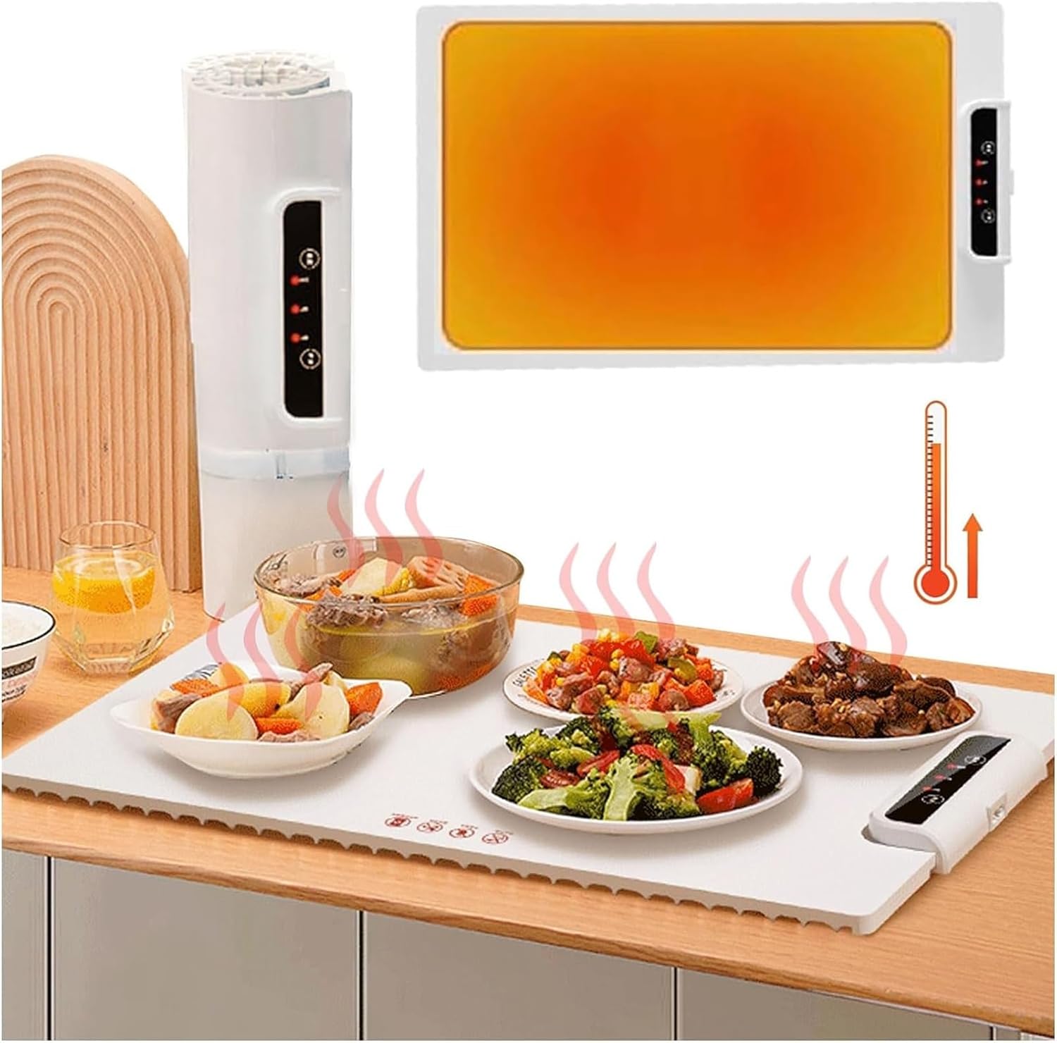 BIGJJIN Portable Electric Warming Tray Silicone, Portable Electric Warming Trays for