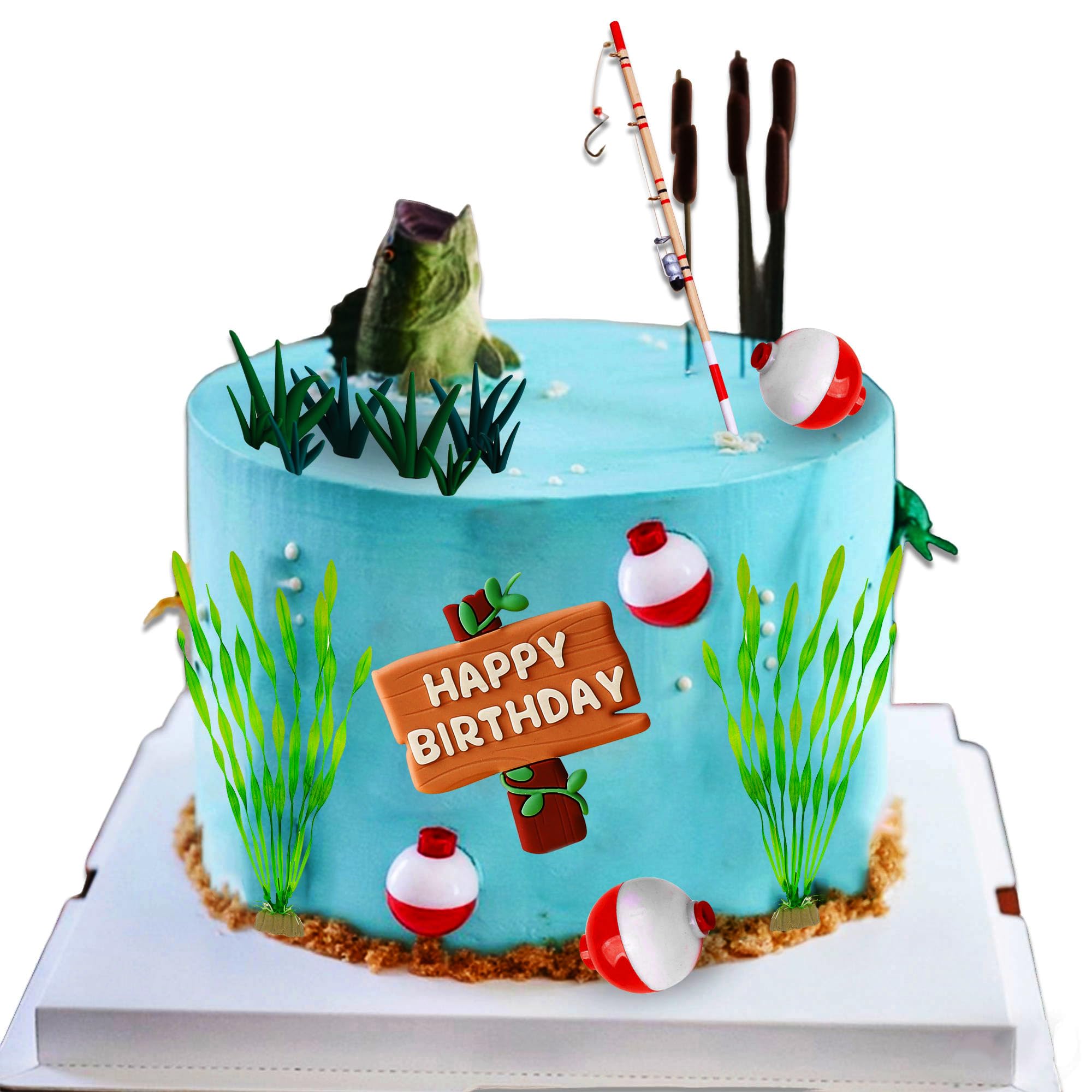 JeVenis Fishing Party Cupcake Toppers - 30 PCS The Big One Cake Decorations For Gone Fishing Theme