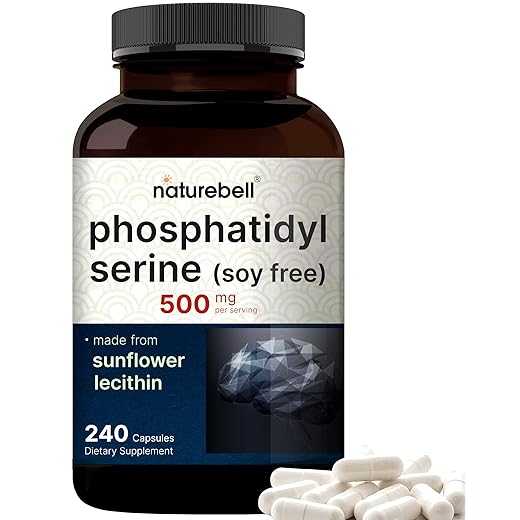 Ultra Strength Phosphatidylserine Supplement 500mg Per Serving, 240 Capsules | Soy Free, Derived from Sunflower Lecithin – Supports Cognitive Health and Brain Function – Non-GMO