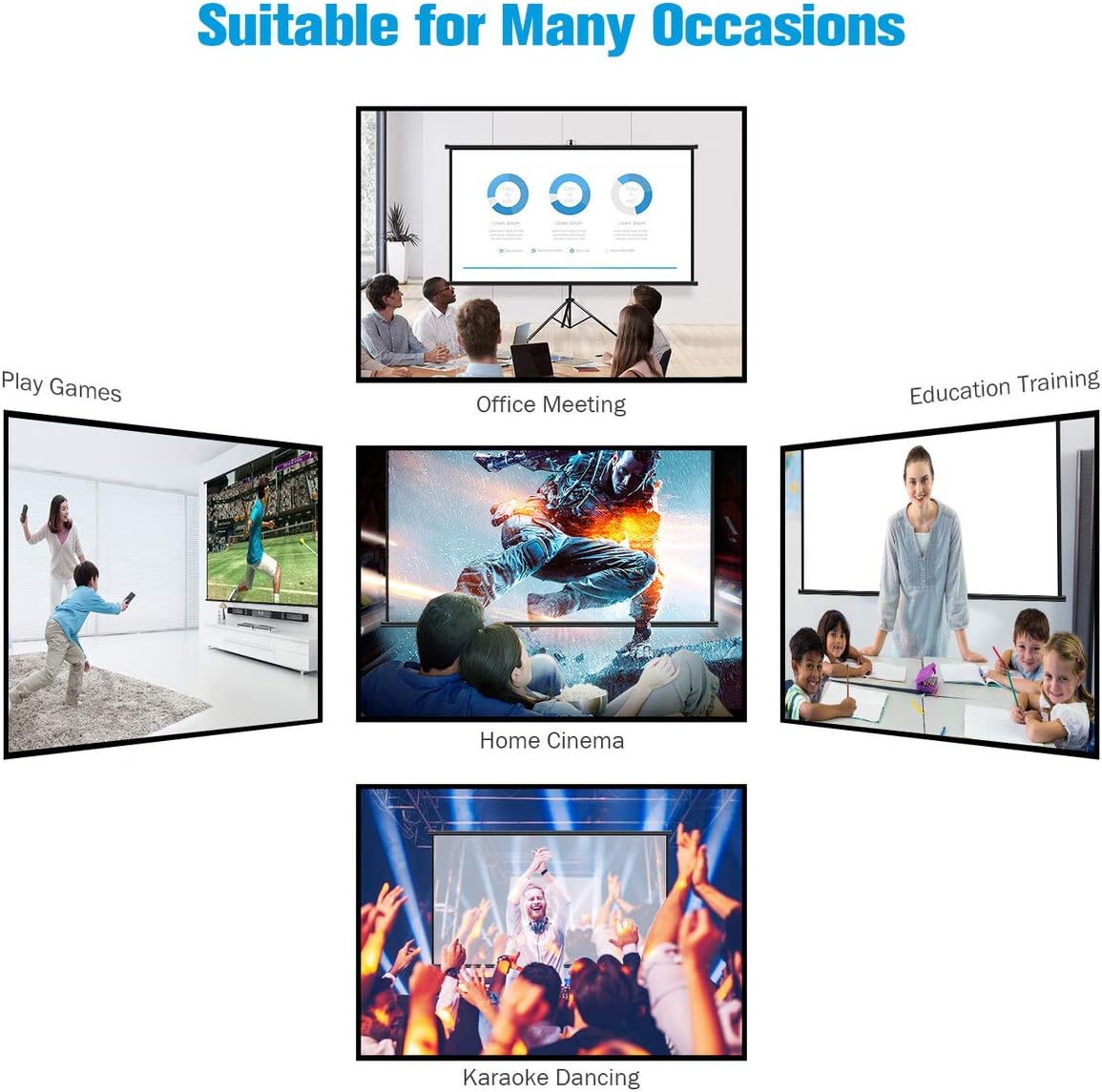 Powerextra 80 inch Projector Screen with Stand, 16:9 HD 4K Indoor Foldable Projection Screen with Frame, 1.1Gain 160° Viewing Angle Wrinkle-Free Tripod Screen for Movie or Office