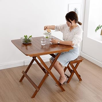 Compact Dining Set, Folding Table and Chairs, with 4 Chairs Wooden Garden Furniture, for Outdoor Dining Set Garden Folding Table Chair Family Gathering