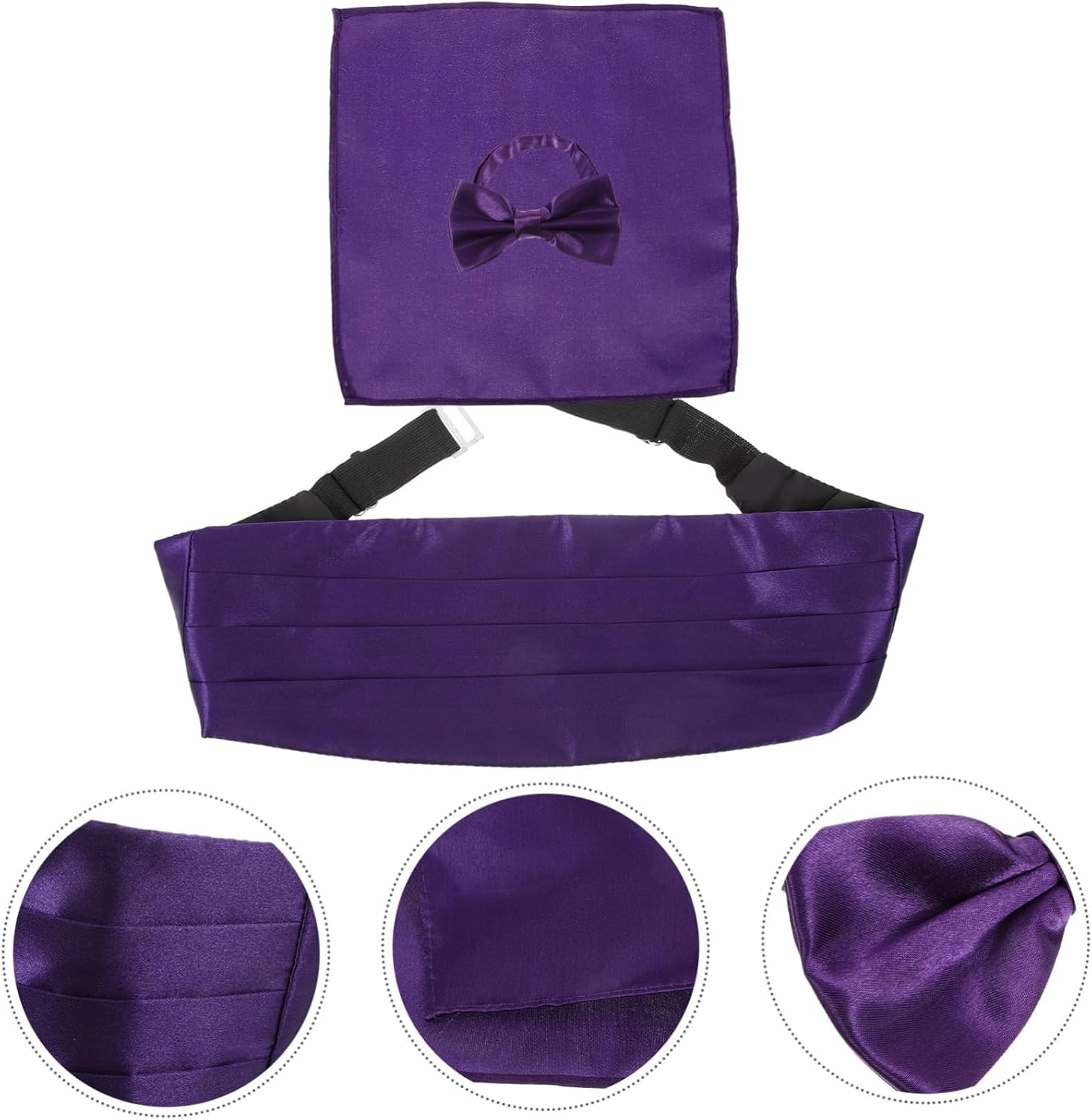 Men's Bow Tie Cummerbund Set with Handkerchief for Formal Occasions