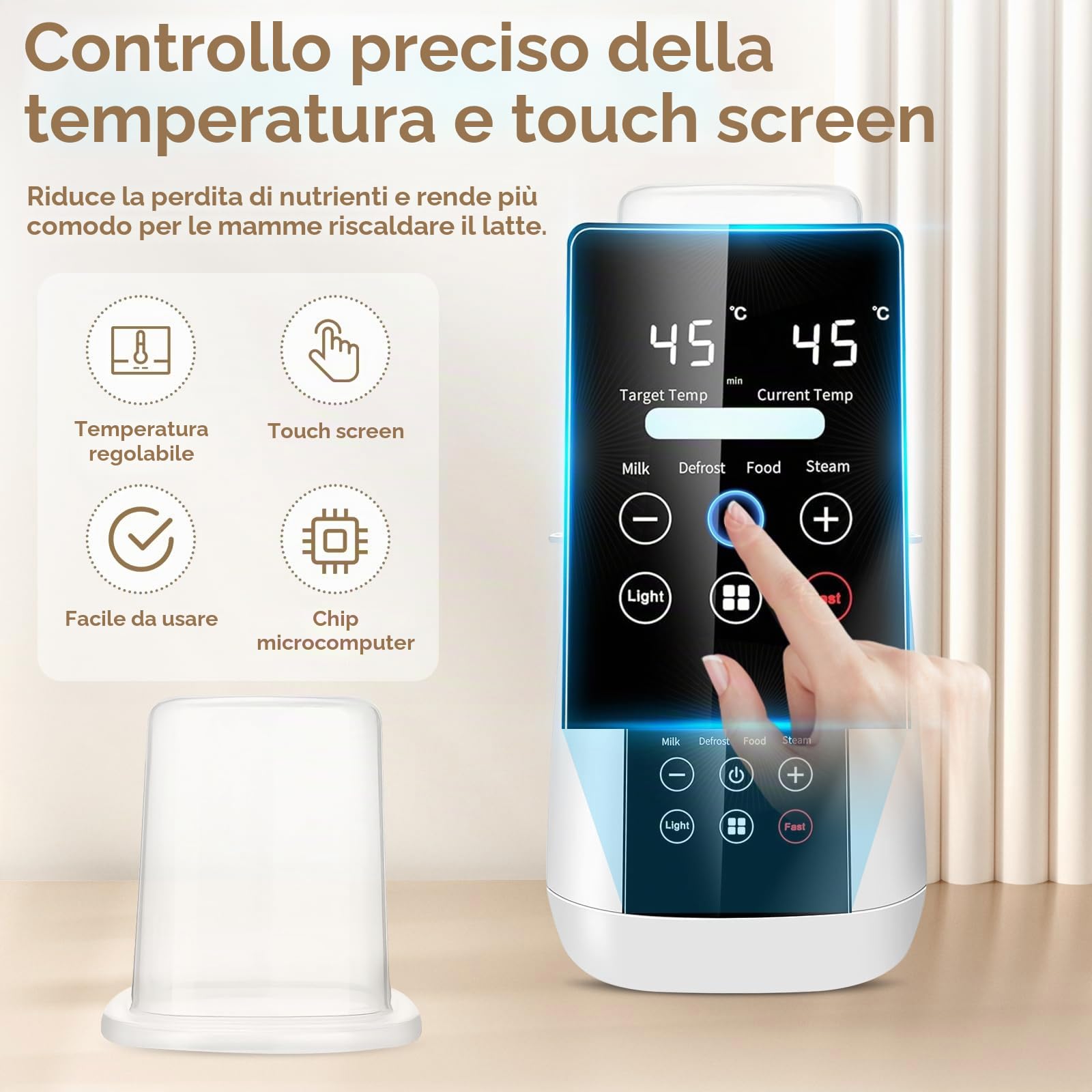 Scaldabiberon e Sterilizzatore 2 in 1, 6-in-1 Multifunzione per Biberon, Scalda e Scongela Biberon, Riscaldatore Di Alimenti Per Bambini con Modalità Rapida e Spegnimento Automatico