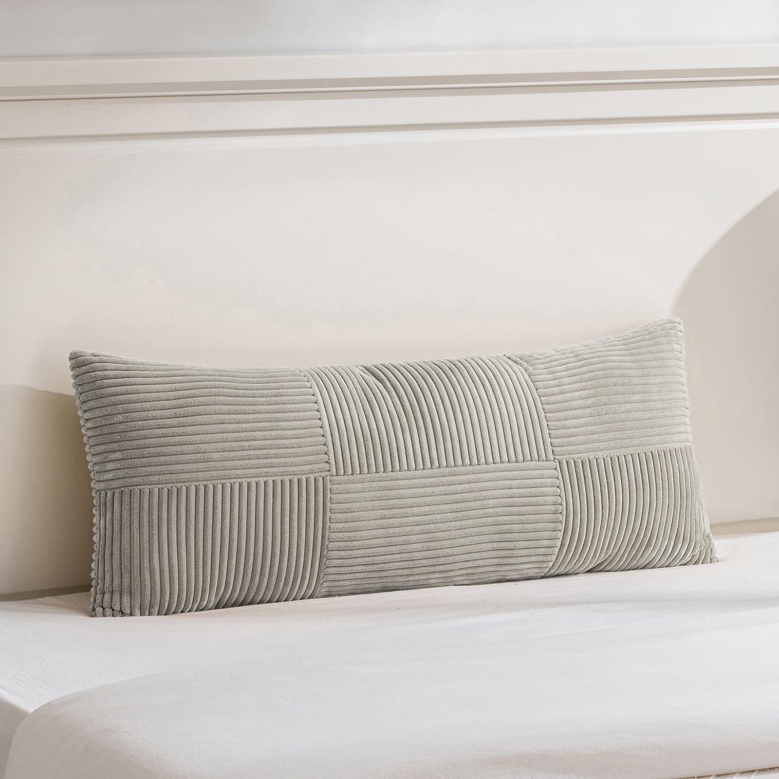 FDTERN 1 Stück Neutral Grau Kissenbezug 40x145 cm Weich Kordsamt Kissenbezüge Kissenhülle Dekokissenbezug Sofakissen Dekokissen Boho Deko für Sofa Schlafzimmer Wohnzimmer Balkon (Ohne Kissenfüllung)