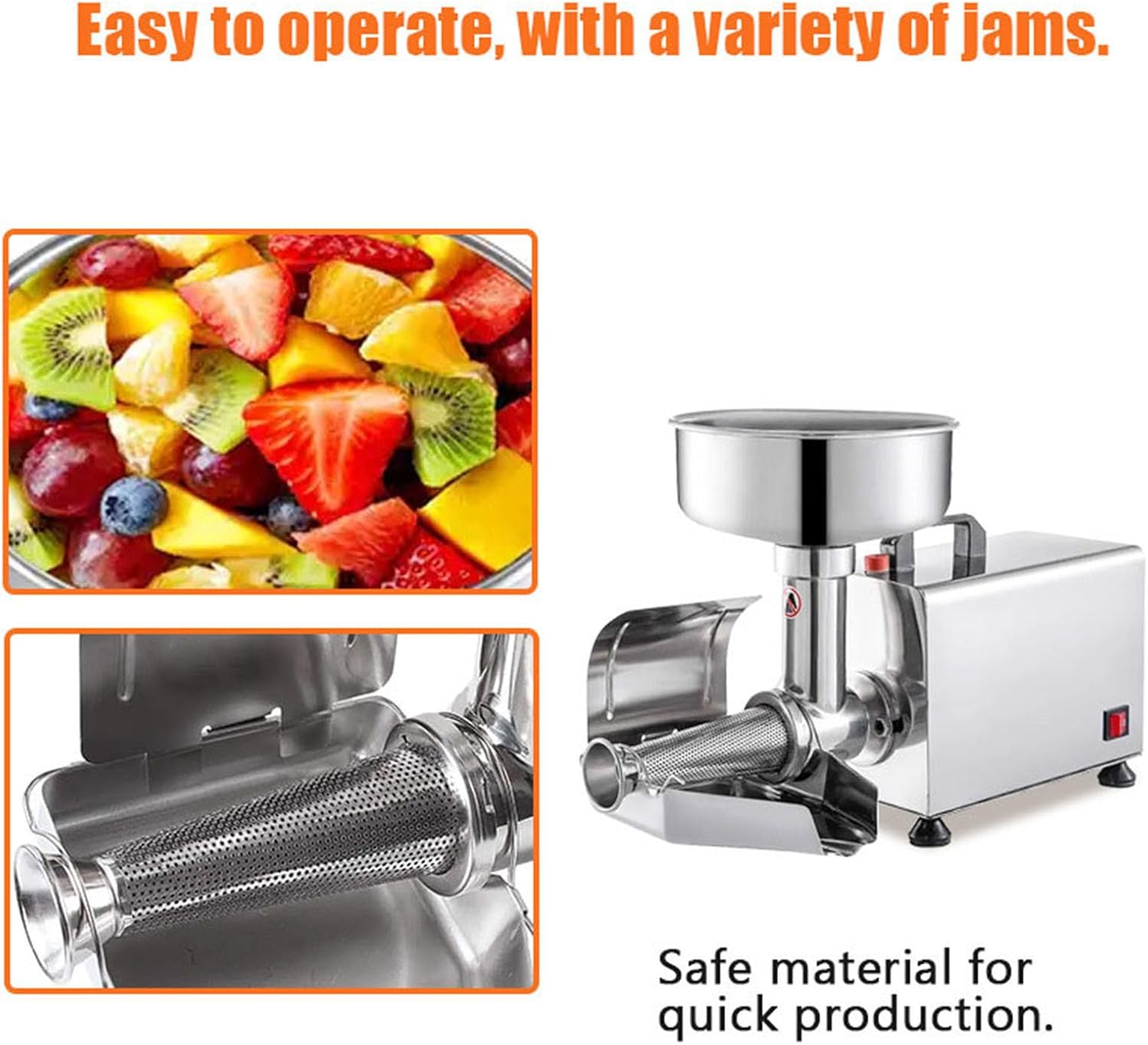 Commercial Electric Tomato Strainer Machine, 110V Food Milling Press Machine, 450W Stainless Steel Sauce Maker Machine