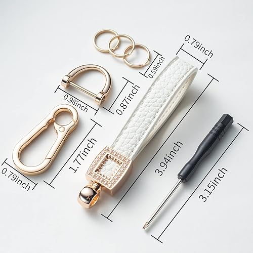 Miniatura 9 de Gematay Llavero de cuero de microfibra para automóvil, llavero universal para hombres y mujeres, color negro