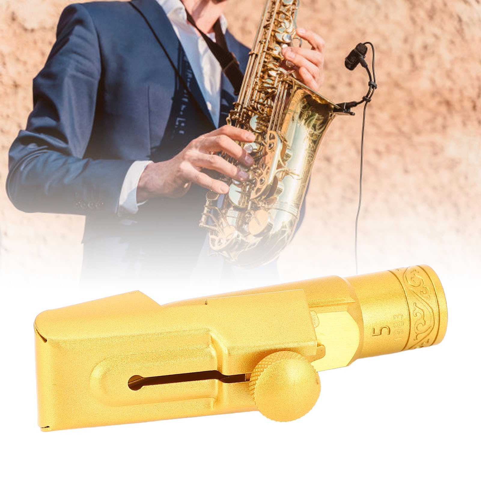 Ustnik do Saksofonu Sopranowego, Wymienny Ustnik do Saksofonu ze Złotego Mosiądzu, Profesjonalny Ustnik do Saksofonu o Wysokim Tonie (5#), Akcesoria do Instrumentów Muzycznych