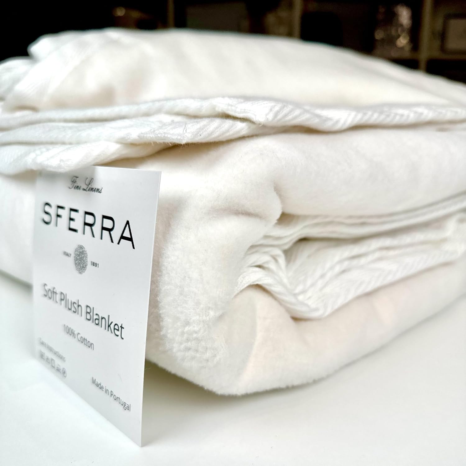 Sferra Luxury Plush Blanket - King - 100% Cotton, Made in Portugal Exclusively Fine Linens