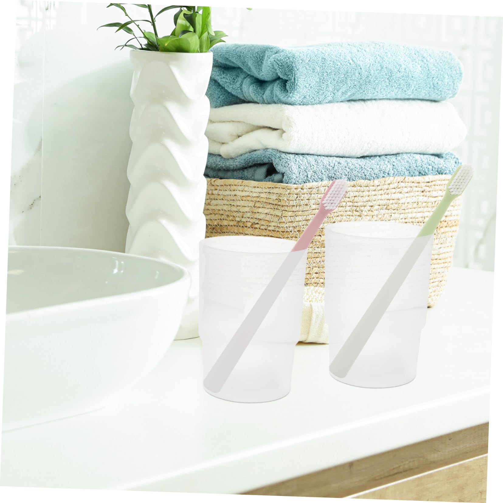 Happyyami Portaspazzolino in vetro da bagno per spazzolino da denti da bagno, 2 pezzi, porta spazzolino da denti per il bagno e l'uso in viaggio