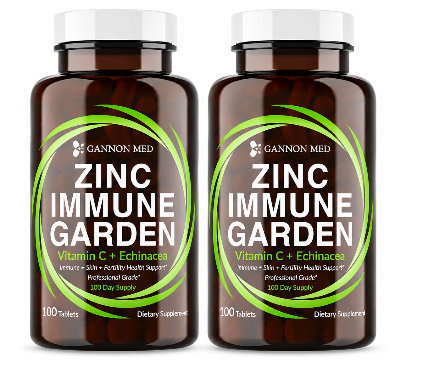 Zinc Immune Garden, 50 mg Chelated Zinc with Vitamin C & Echinacea, 100 Tablets, Daily Wellness Support, Vegan, Non-GMO