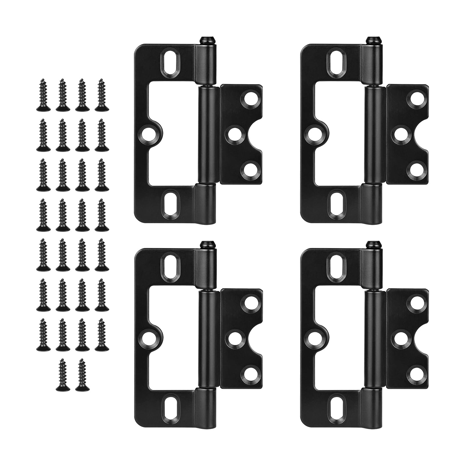 JJWNMLL Door Hinges 4Pcs, Flush Hinges Black -76 * 34mm(3 Inch), Flush Door Hinge Non-Mortise No Noise Bifold with Screws Door Hinge for Cabinet Window Cabinet Wardrobe — image 1