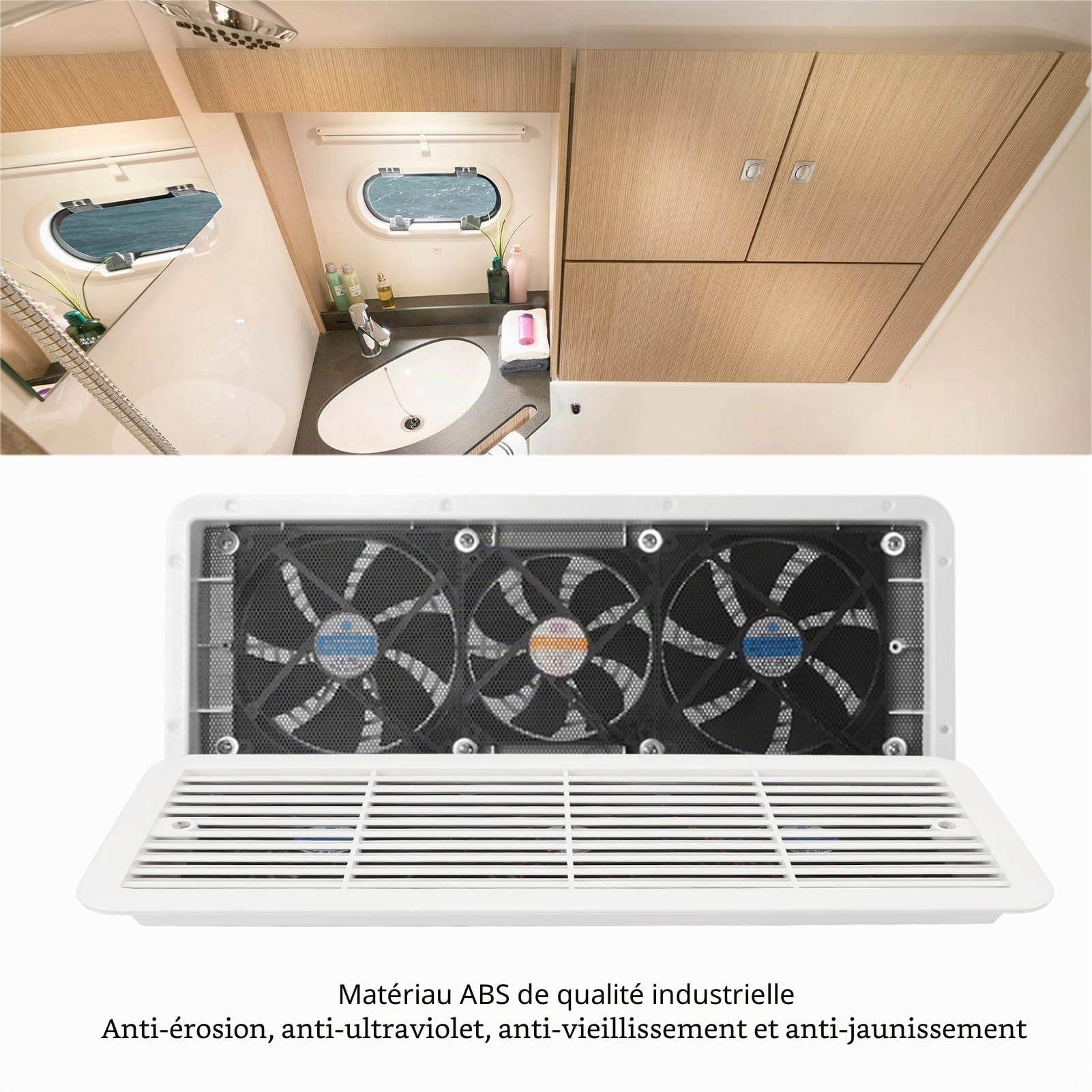 Ventilateur de réfrigérateur Rv 12V Trois Ventilateurs Silencieux Ventilateur D'échappement Latéral avec Grille de Protection pour Camping-car Bateaux et Caravanes