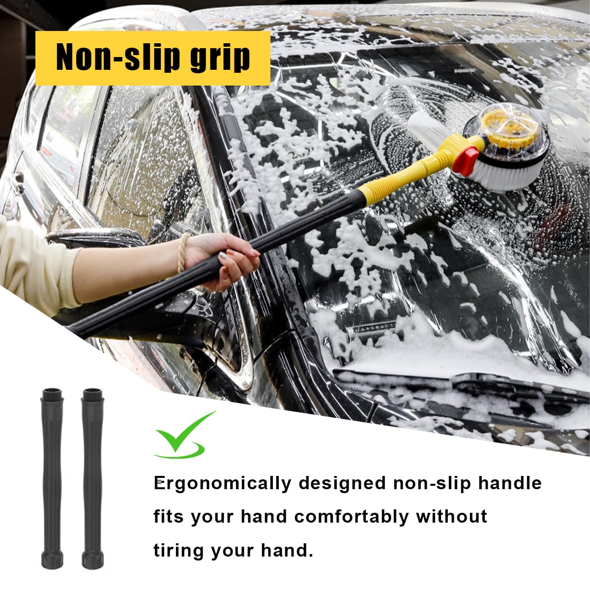 Autowaschbürste, abnehmbare Reinigungsbürste mit langem Griff, schäumt automatisch das Autofensterwaschset mit weichen Chenille-Borsten, universelles Autozubehör (Waschbürste)