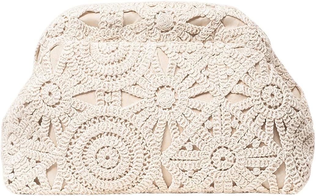 GORGLITTER Women's Crochet Purses Wedding Prom Summer Beach Bag Dumpling Cloud Evening Clutch Purses