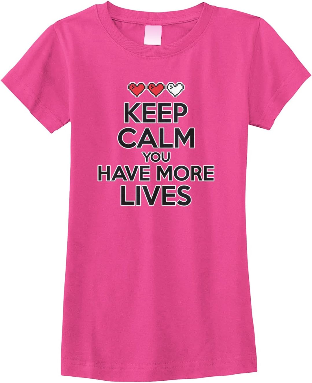 Threadrock Big Girls' Keep Calm You Have More Lives Fitted T-Shirt