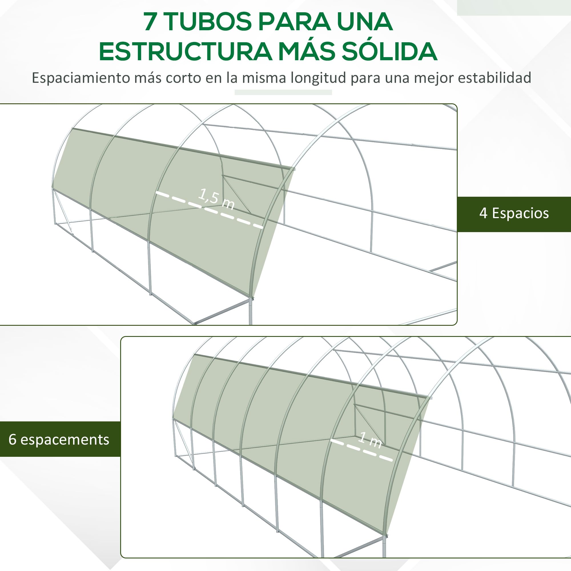 Outsunny Invernadero de Exterior 6x3x2 m Invernadero de Túnel con Puerta y 12 Ventanas de Malla Enrollables Invernadero de Huerto para Patio Jardín Verde
