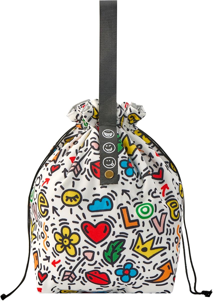 Reusable Drawstring Lunch Bag,Insulated Handbag Tote bag with Handle,Lunch Sackand Drawstring Closure for Women Work Picnic or Travel（Colored