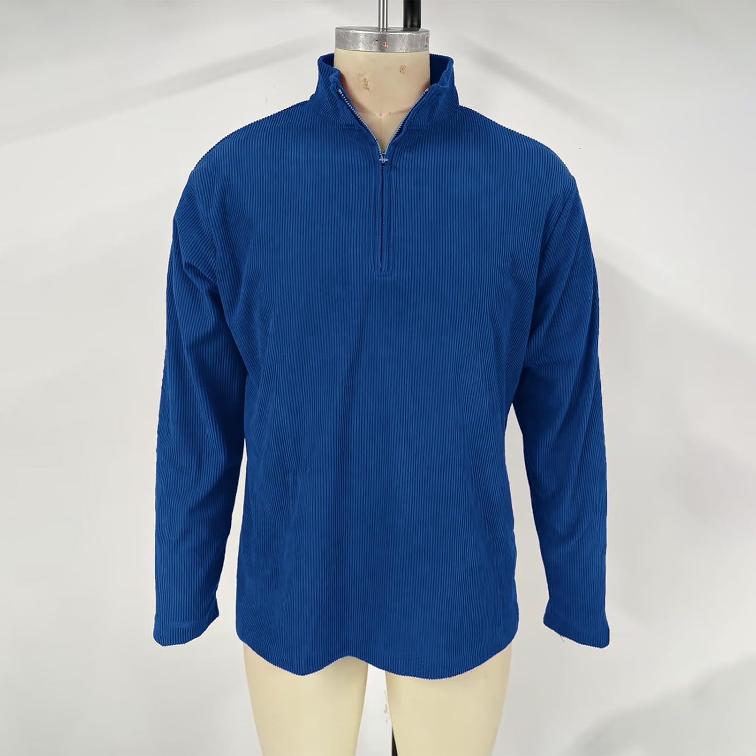 Cambkatl Quarter Zip Stand Collar Sweatshirt for Men Long Sleeve Loose Corduroy Pullovers Athletic Casual Tee Tops