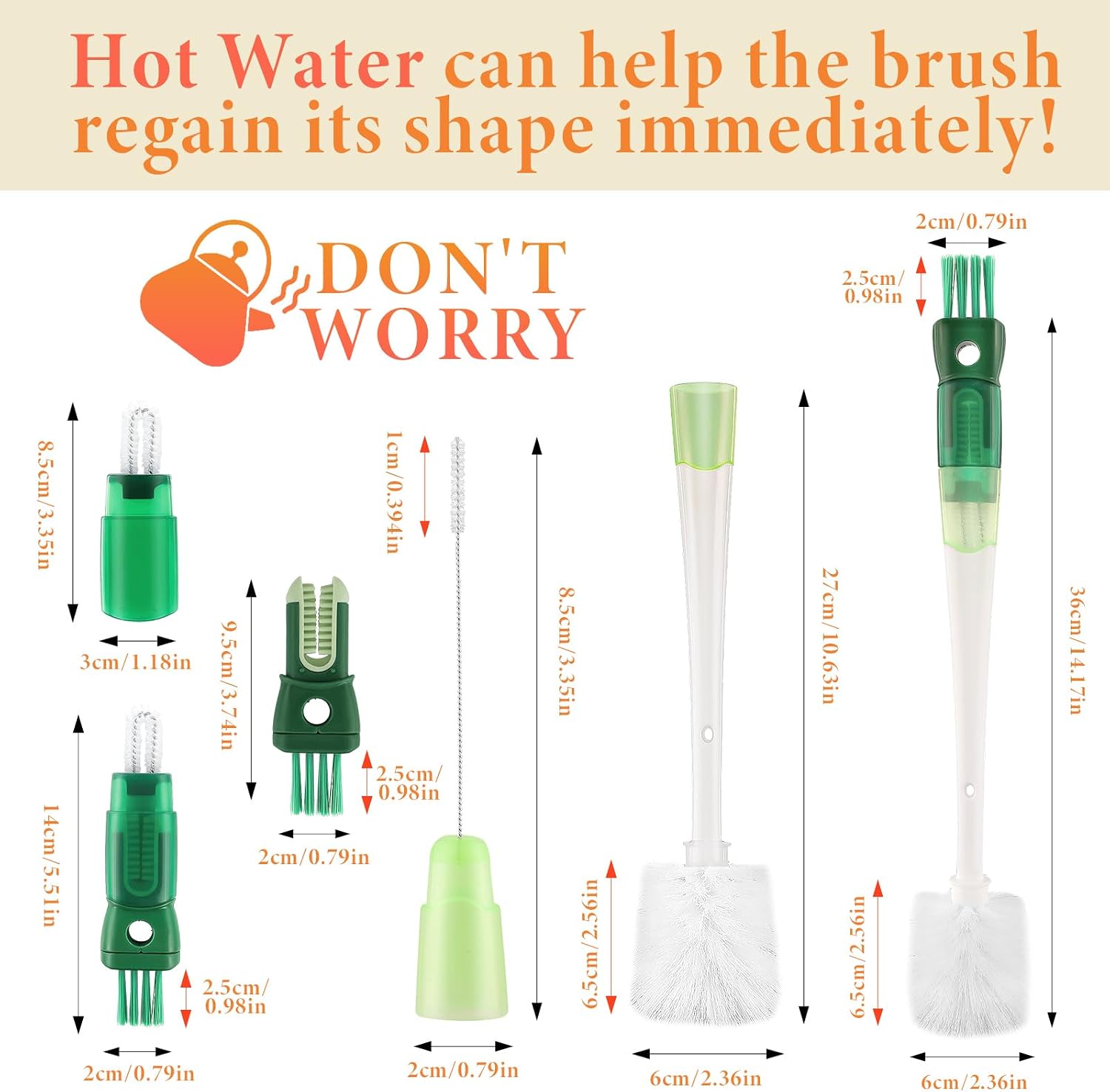 5 Pack Water Bottle Cleaner Brush Set for Hygiene Conscious People: 5 in 1 Removable Multifunctional Water Bottle Brush Cleaning Tools - Easily Cleans the Cup Mouth Lid Bottom and Straw