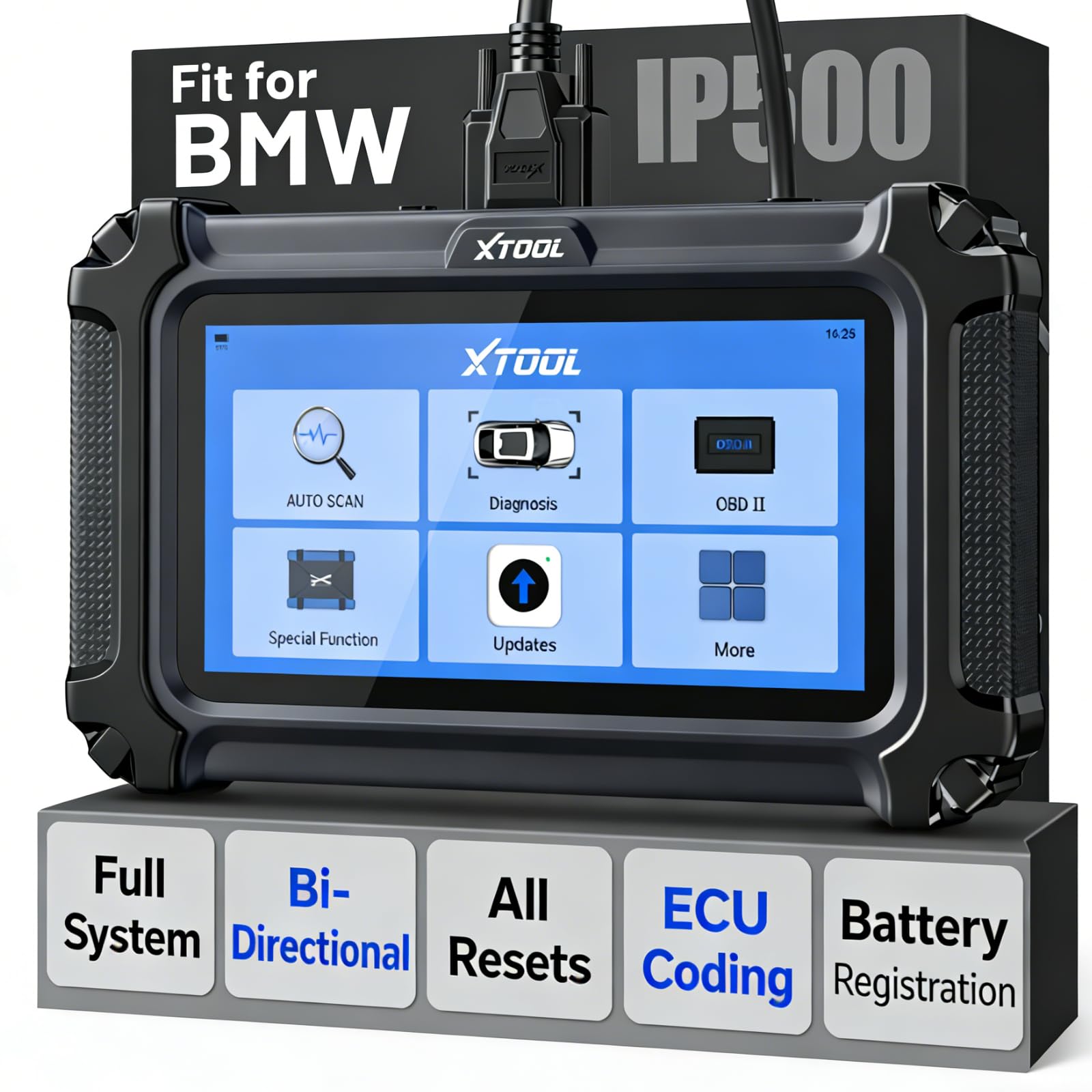 IP500 for BMW OBD2 Scanner, Full Systems Bidirectional Scan Tool with ECU C0ding, Battery Registration Tool for BMW/MiNi/RR, All Reset Services-(Injector C0ding/BMS/ABS), Lifetime Free Update