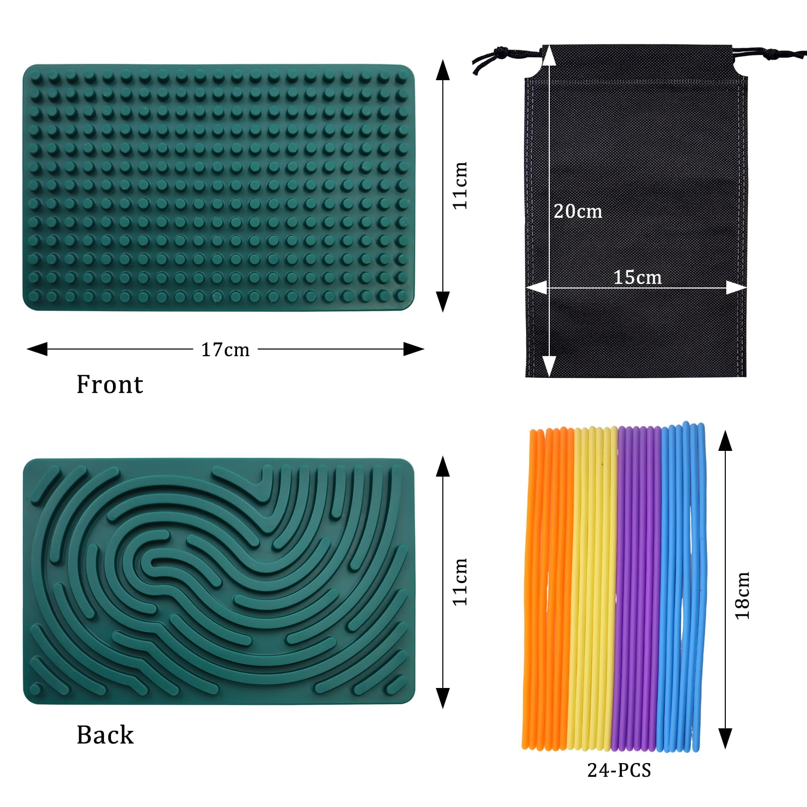 GETRICH Sensory Activity Board, Push Peel Sensory Board Silicone Fidget Toys with Portable Bag & 24 Strings - Image 2