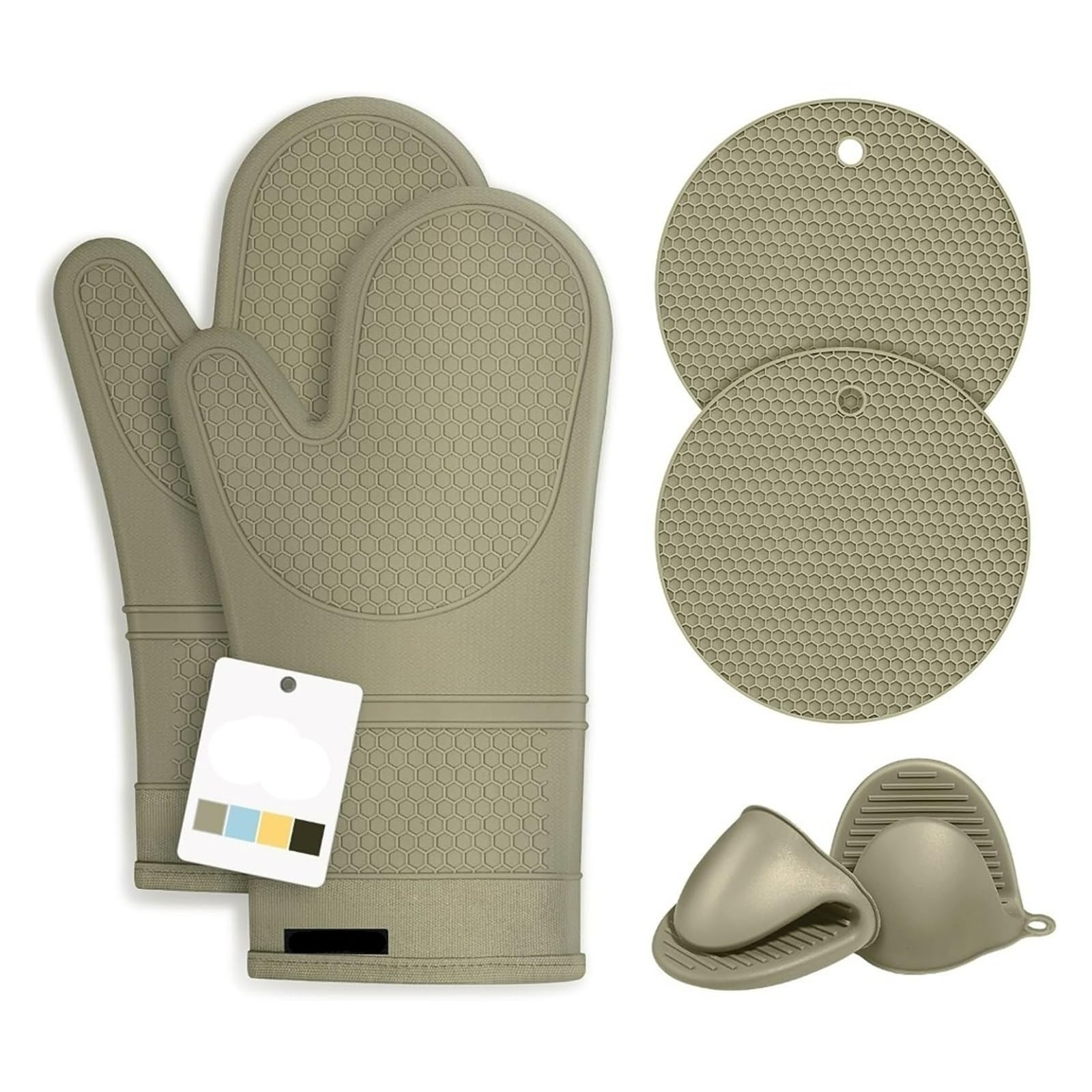 Set de guantes de horno de silicona, 12.7 pulgadas, mini guantes de pinza | Incluye salvamanteles de panal; silicona, lana, Kevlar, algodón, neopreno y lona
