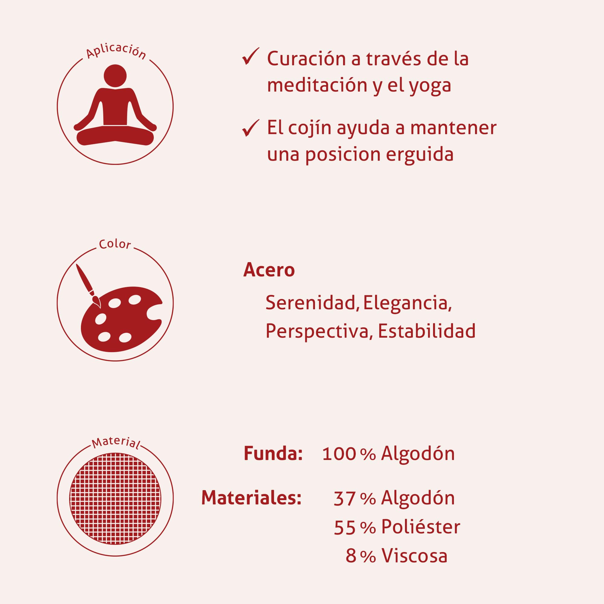 Cojín de Yoga y Meditación Zafu | Altura 15cm | Relleno de Espelta | Algodón 100% | Hecho a Mano en Alemania | Zafu Meditacion Accesorios para Yoga | Funda Lavable