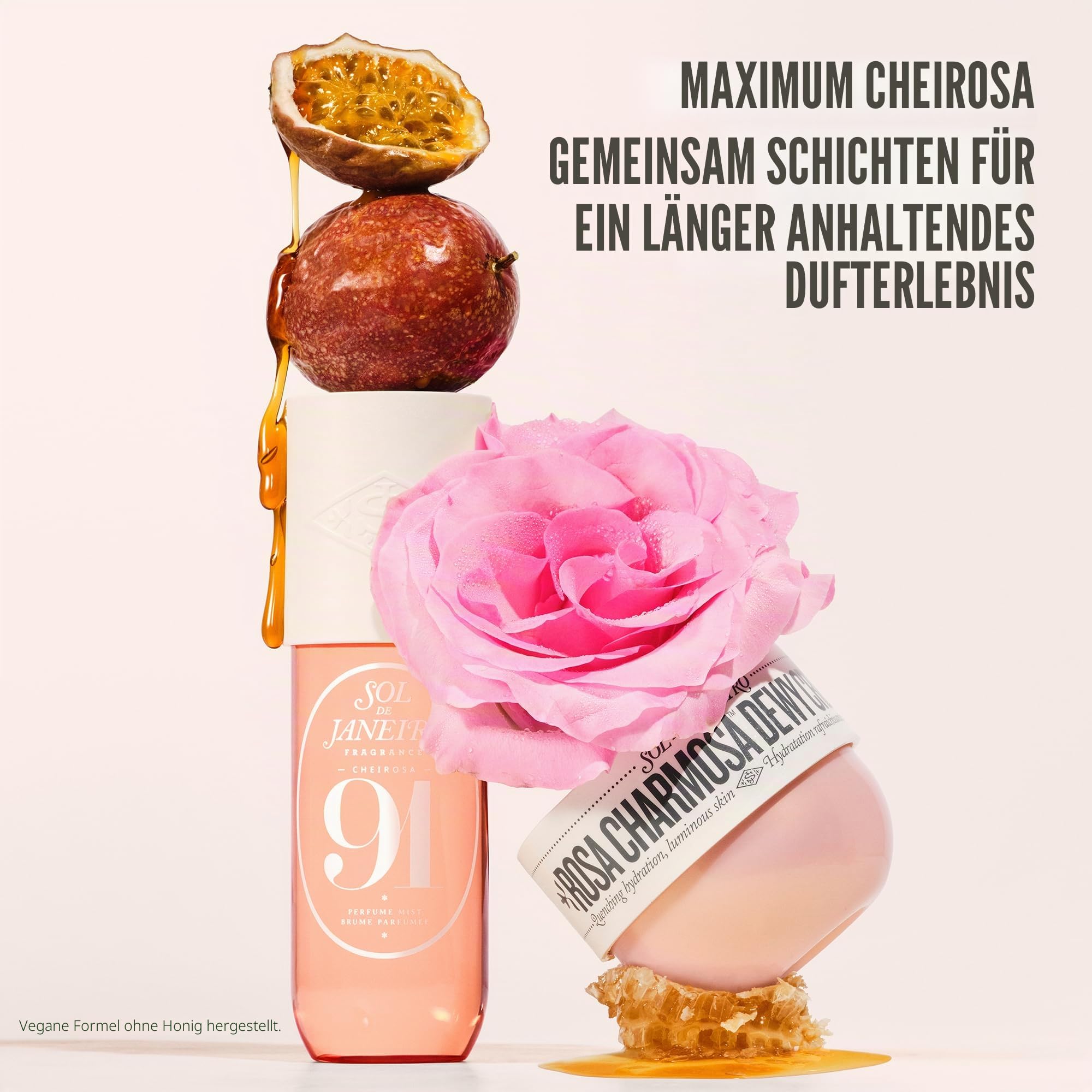 Sol de Janeiro Rosa Charmosa Dewy Körpercreme mit Rosenwasser & Kristallpeptiden, 240 ml