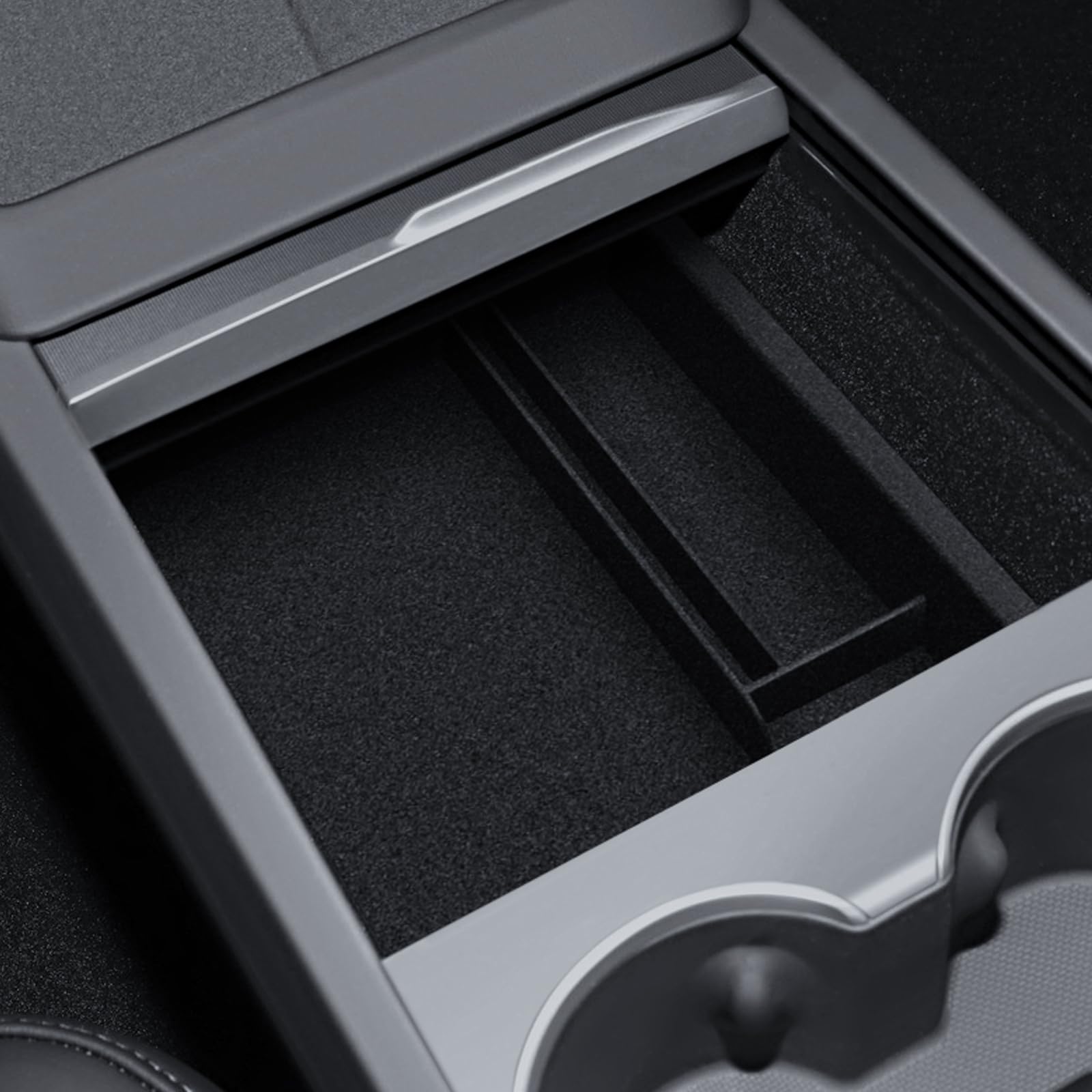 LANTU Mittelkonsole Organizer für Tesla Model Y 2025-2026 und Model 3 2024-2026 Aufbewahrungsbox mit Hochwertigem Beflockten Material Tesla Juniper Highland Zubehör