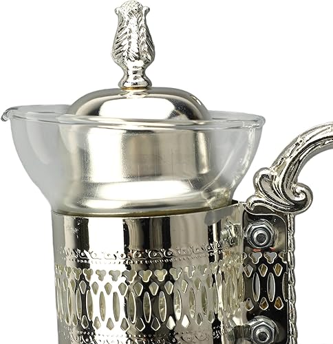 Miniatura 6 de Juego de tazas de café de vidrio vintage con tapa y taza, jarra de agua calentable para uso doméstico y oficina, 14 x 6.5 x 5.7 pulgadas, servicio