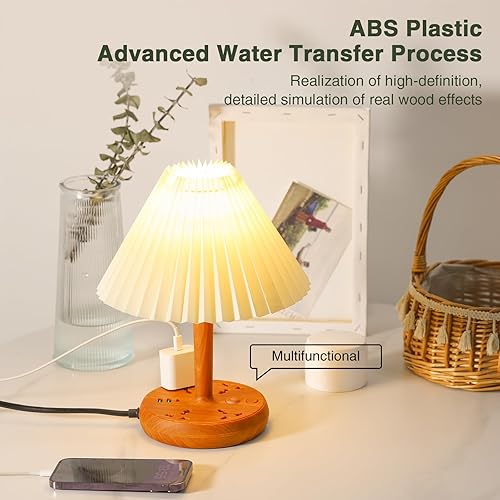 Miniatura 4 de Lámpara de mesa para dormitorio, lámpara pequeña regulable de 3 vías con 3 USB y 4 tomas, lámparas de mesita de noche para dormitorio, sala de
