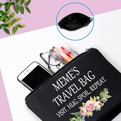 Miniatura 6 de GJTIM Bolsa con cremallera para meme, regalo para el día de la madre, para meme, abuela, bolsa de viaje para meme, Negro -