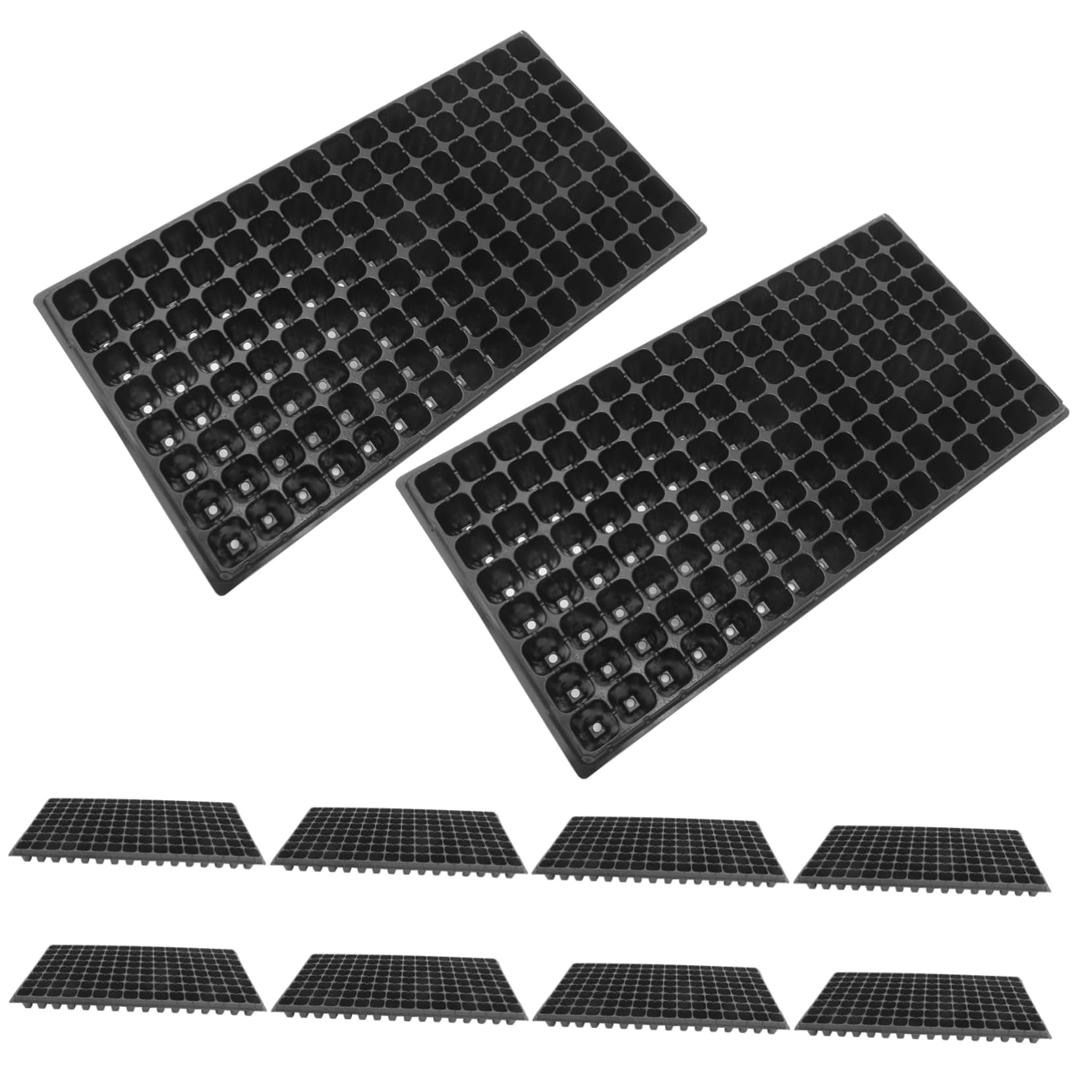 Yardwe Plaque à Semis 128 Alvéoles en PVC, Lot de 10, Plateau Germoir Rigide Noir pour Jardinage à Domicile, Ventilation Optimale