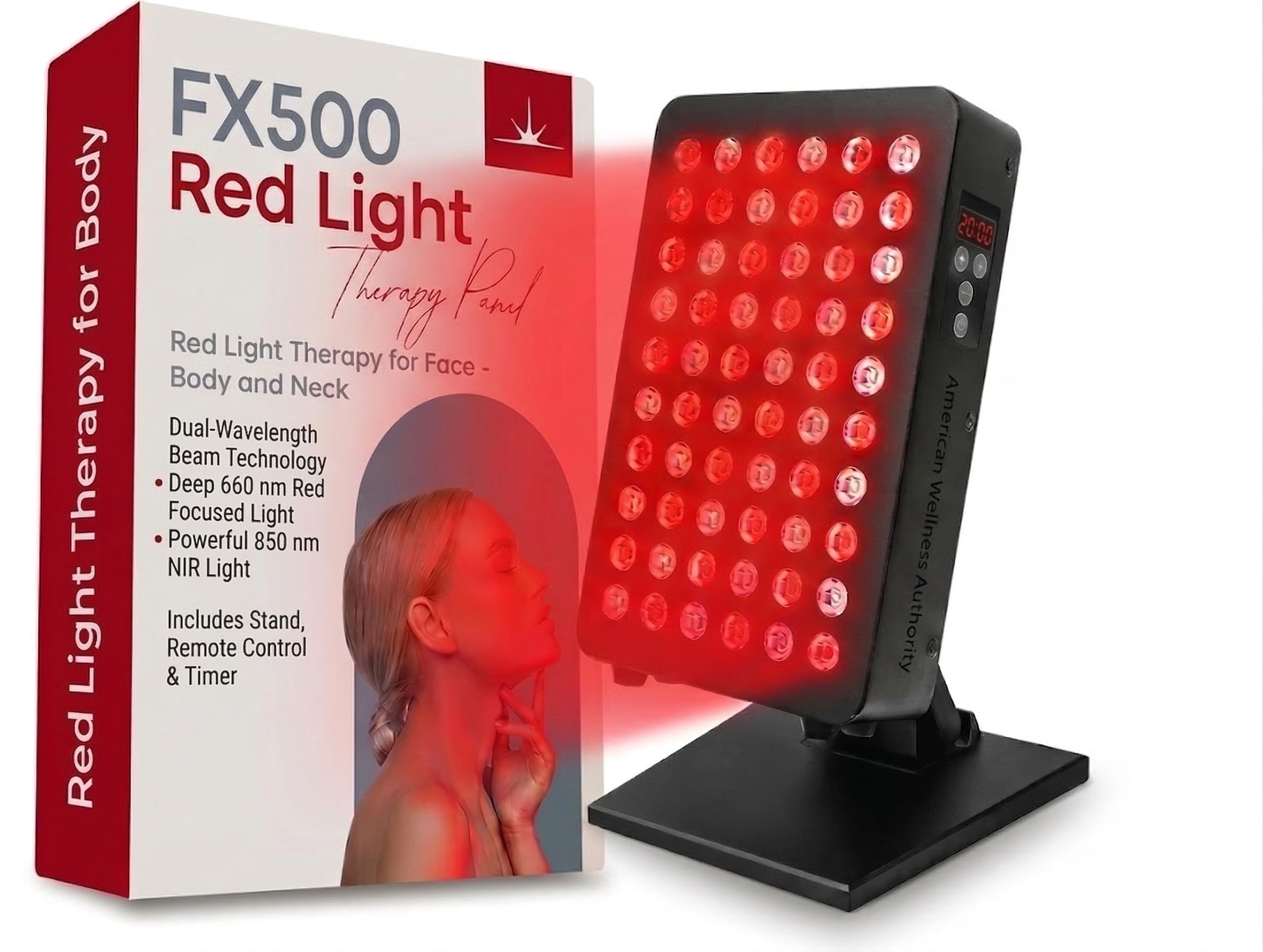 Red Light Therapy for Body & Face - 660nm & 850nm Infrared Red Light Therapy Panel for Skin, Muscles & Recovery – Full-Body LED Light Therapy Device with Stand