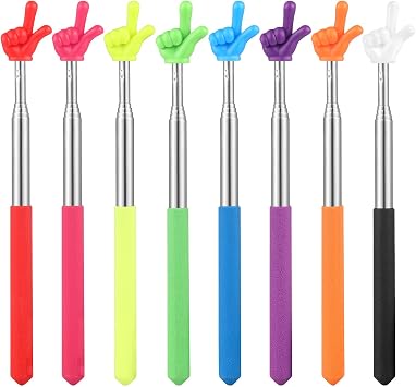 8 Pcs Pointer Finger Stick, Multipurpose Teacher Pointer Stick, Extendable Classroom Pointer and Finger Pointer Stick for School Presentations & Interactive Learning