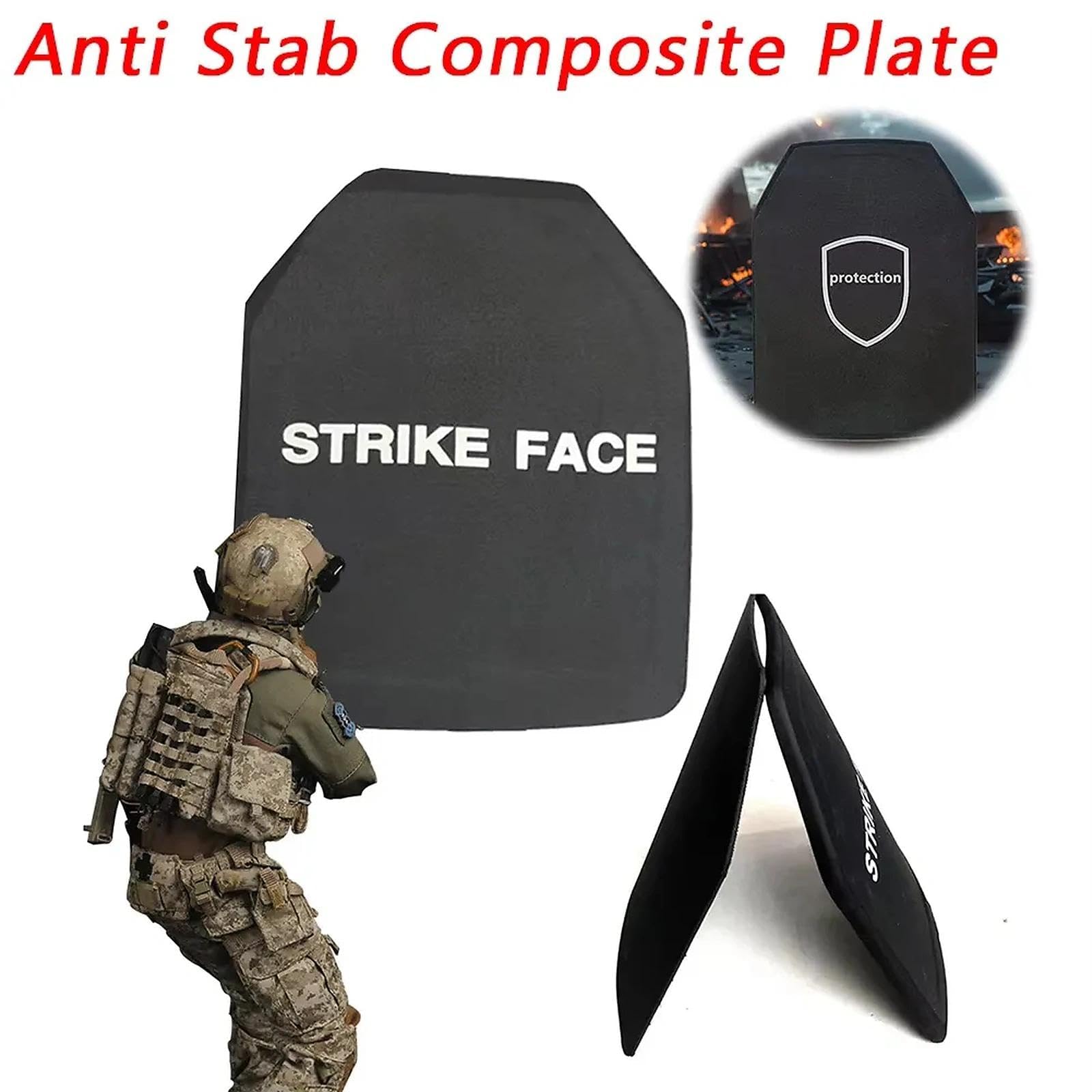NIJ IV Ballistische Platten Bulletproof Plate Plattenträger Weste, 10x12 Inch PE + Ceramic Stand Alone Armour Plate, Tactical Insert for Vest/Backpack, 7.62mm Protection(2PCS)