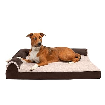 Furhaven Pet 84541081 Espresso Deluxe Chaise Lounge Cooling Gel Top Sofa Pet Bed, Jumbo