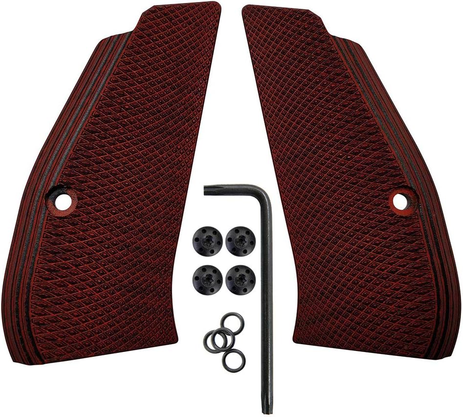 Cool Hand G10 Grips for CZ 75/85 Compact, CZ P-01, P100, C100, T100, PCR, CZ 75 D, Black Grips Screws Included, Aggressive Texture, 1/4" Thin